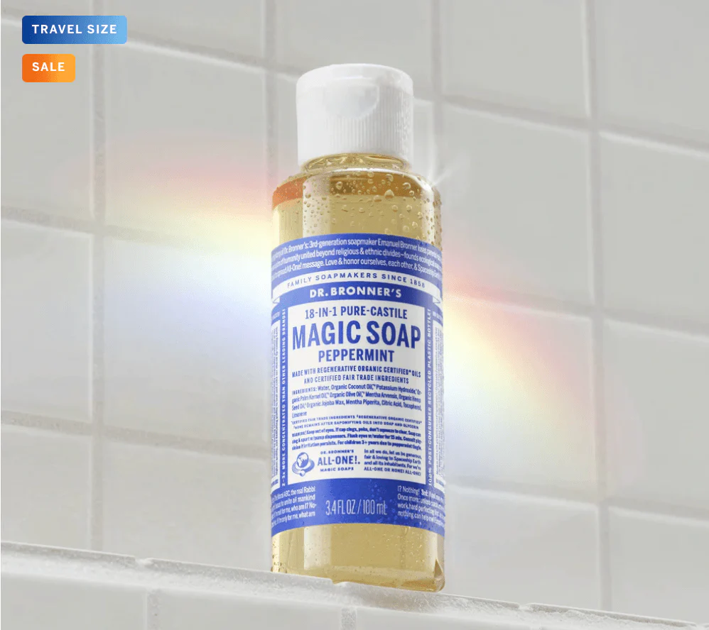 Dr. Bronner’s Pure-Castile Liquid Soap – 3.2oz - Image 2