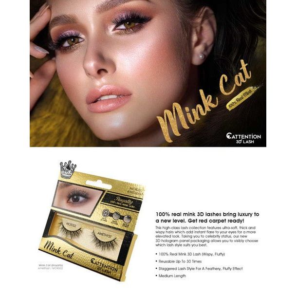 EBIN NEW YORK β Royalty Mink Cat Eyelashes 100% Real Mink Lashes - Image 2