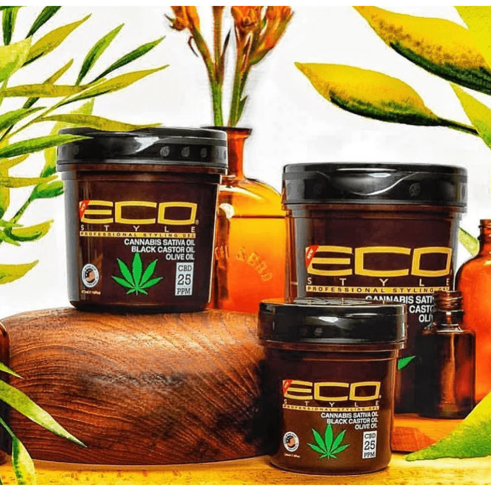 Eco Style Cannabis Sativa, Black Castor & Olive Oil Styling Ge - Image 2