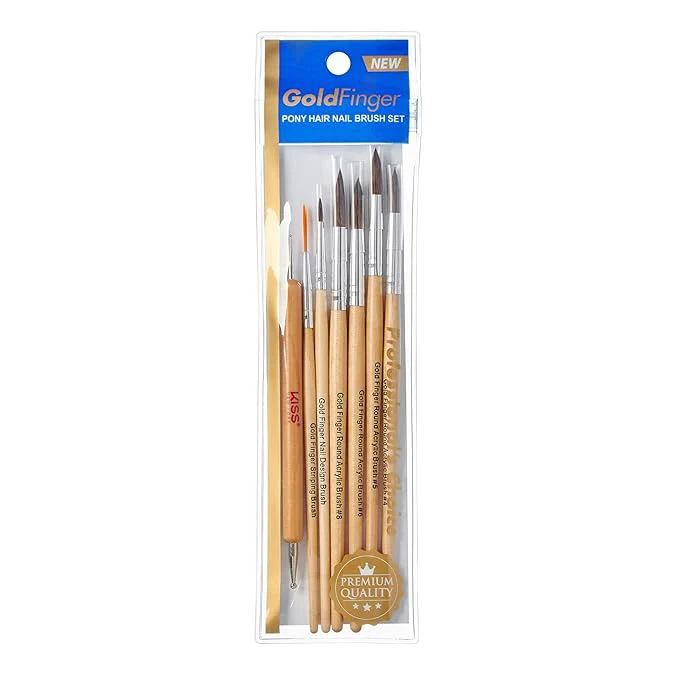 Gold Finger Nail Art Brush Set β Acrylic Brushes & Dotting Tools for Gel Design