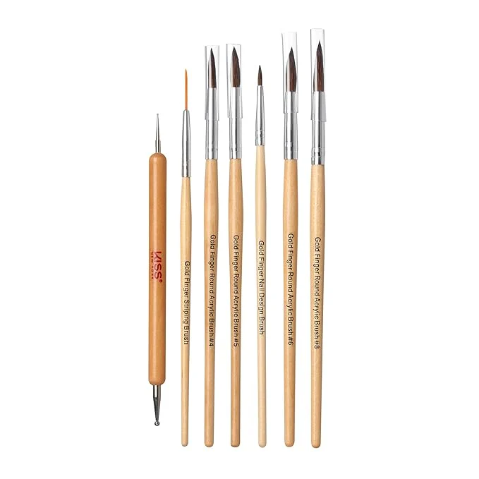 Gold Finger Nail Art Brush Set β Acrylic Brushes & Dotting Tools for Gel Design - Image 3