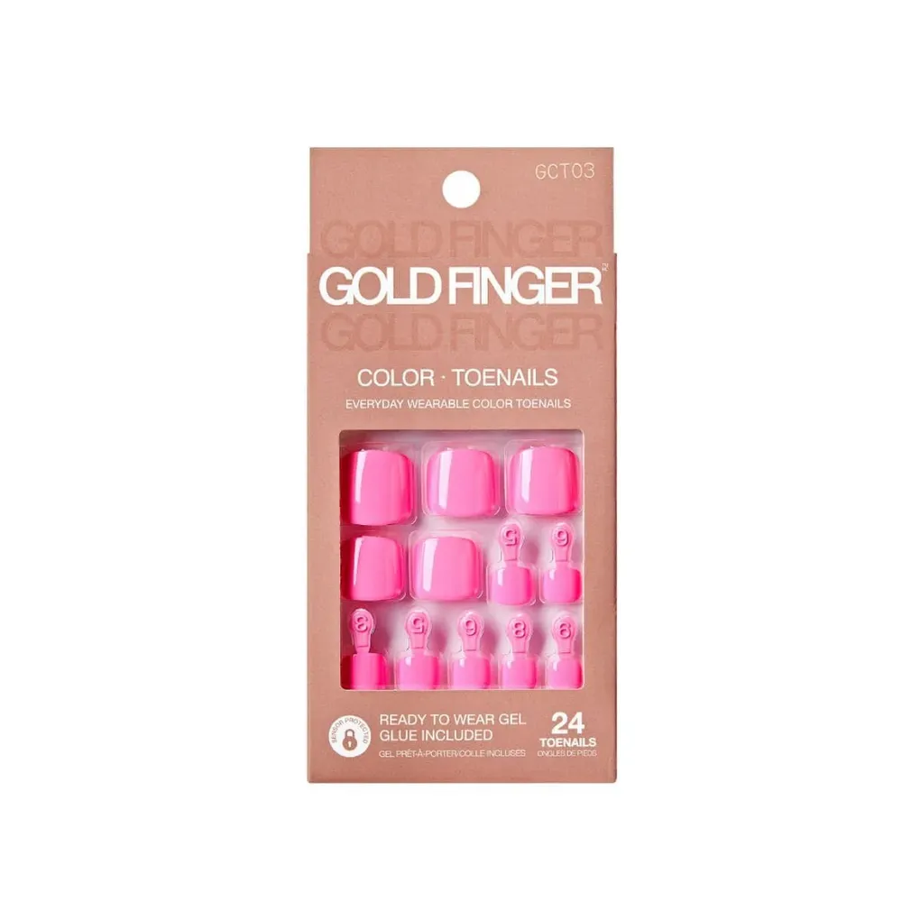 Gold Finger Solid Color Toenails β Gel-Look Press-On Pedicure - Image 2