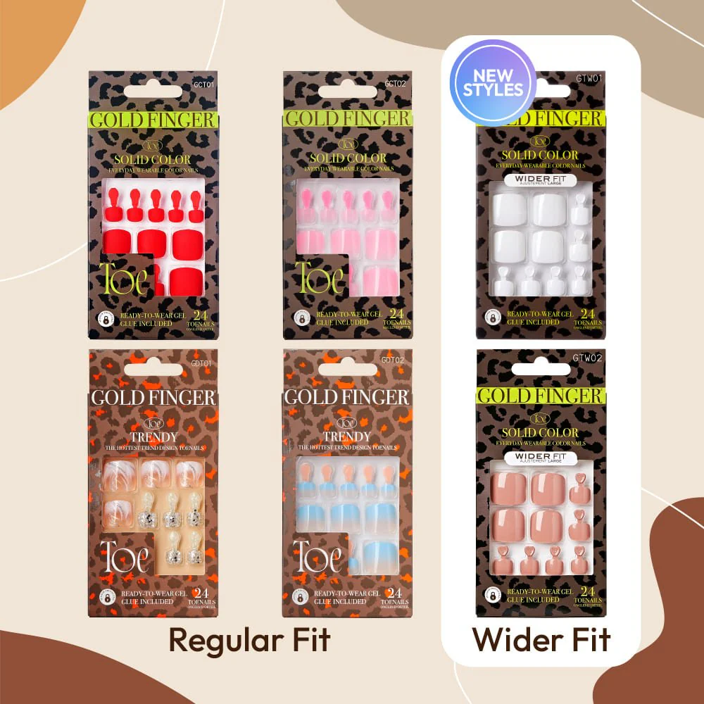 Gold Finger Trendy Press-On Toenails ā GTW Series