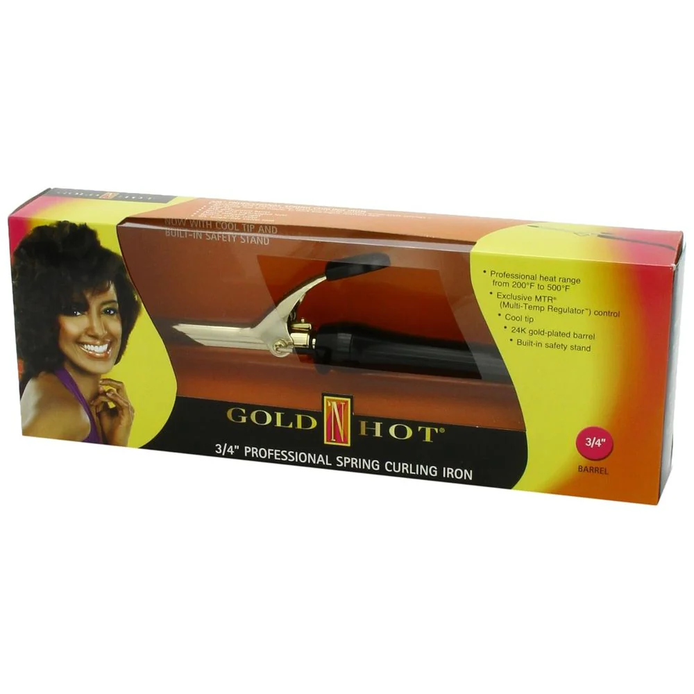 Gold 'N Hot Professional Spring-Grip Curling Iron, 3/4 Inch