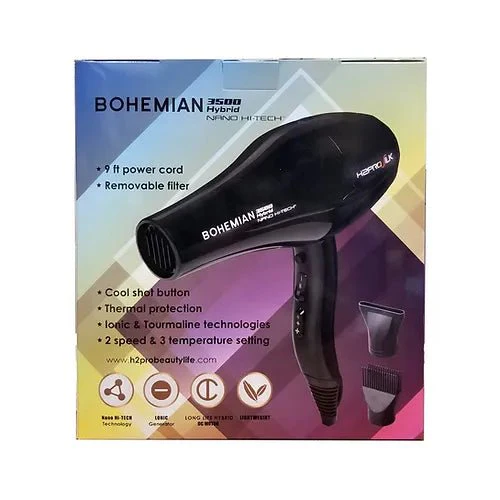 H2Pro Bohemian 3500 Hybrid Nano Hi-Tech Hair Blow Dryer - Image 2