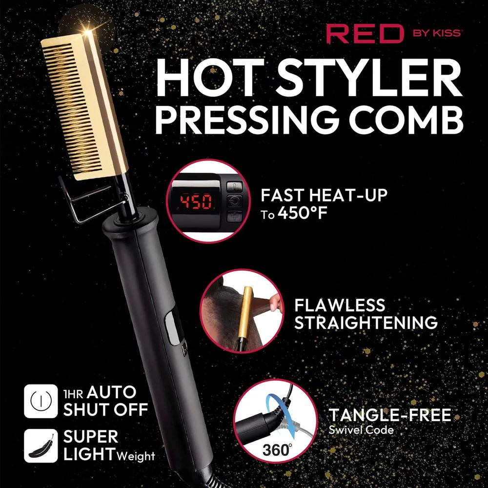 Red By Kiss Hot Styler Pressing Comb - Image 5