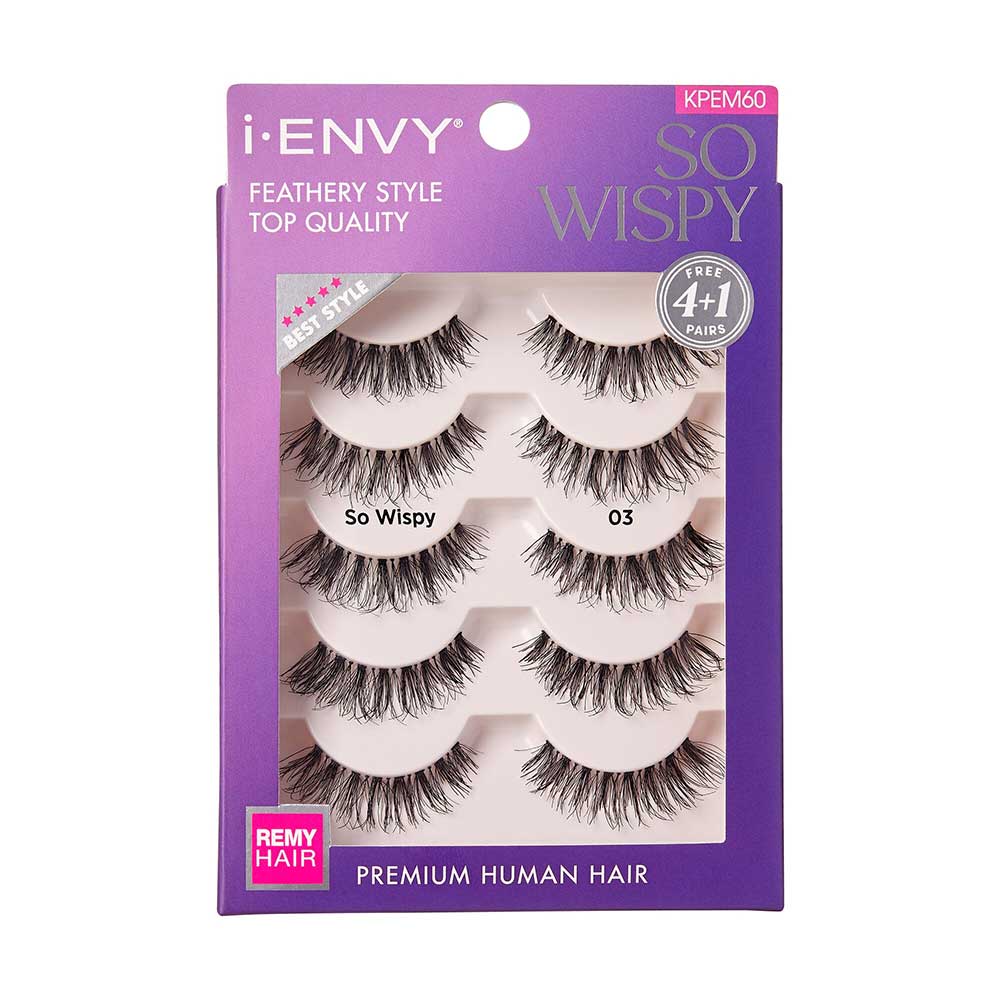 IENVY by KISS So Wispy Premium Human Hair Lash β 4 Pairs + 1 Free