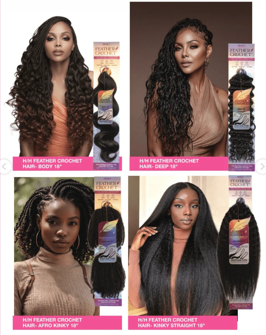 Janet Collection 100% Human Hair Feather Crochet Body - 18″ - Image 3