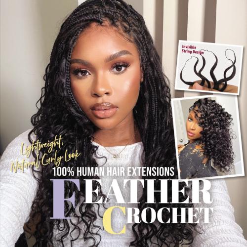 Janet Collection 100% Human Hair Feather Crochet Deep - 18″ - Image 5