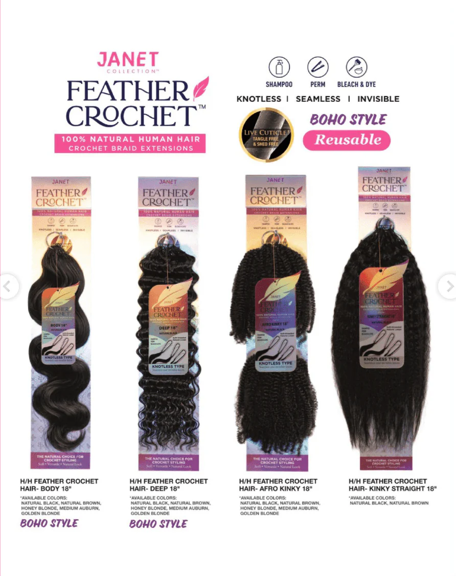 Janet Collection 100% Human Hair Feather Crochet Deep - 18″ - Image 7