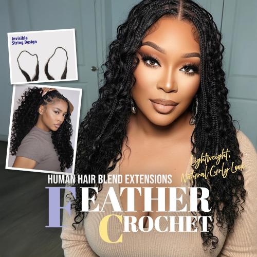 Janet Collection Encore La Vie Feather Crochet Human Hair Blend Deep β 18β³ - Image 4