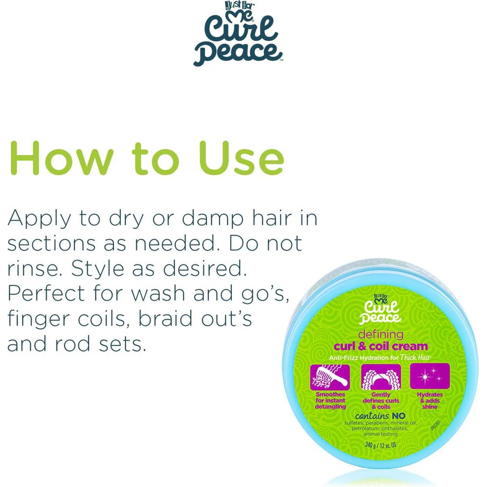Just For Me Curl Peace Defining Curl & Coil Cream โ 12 oz - Image 6