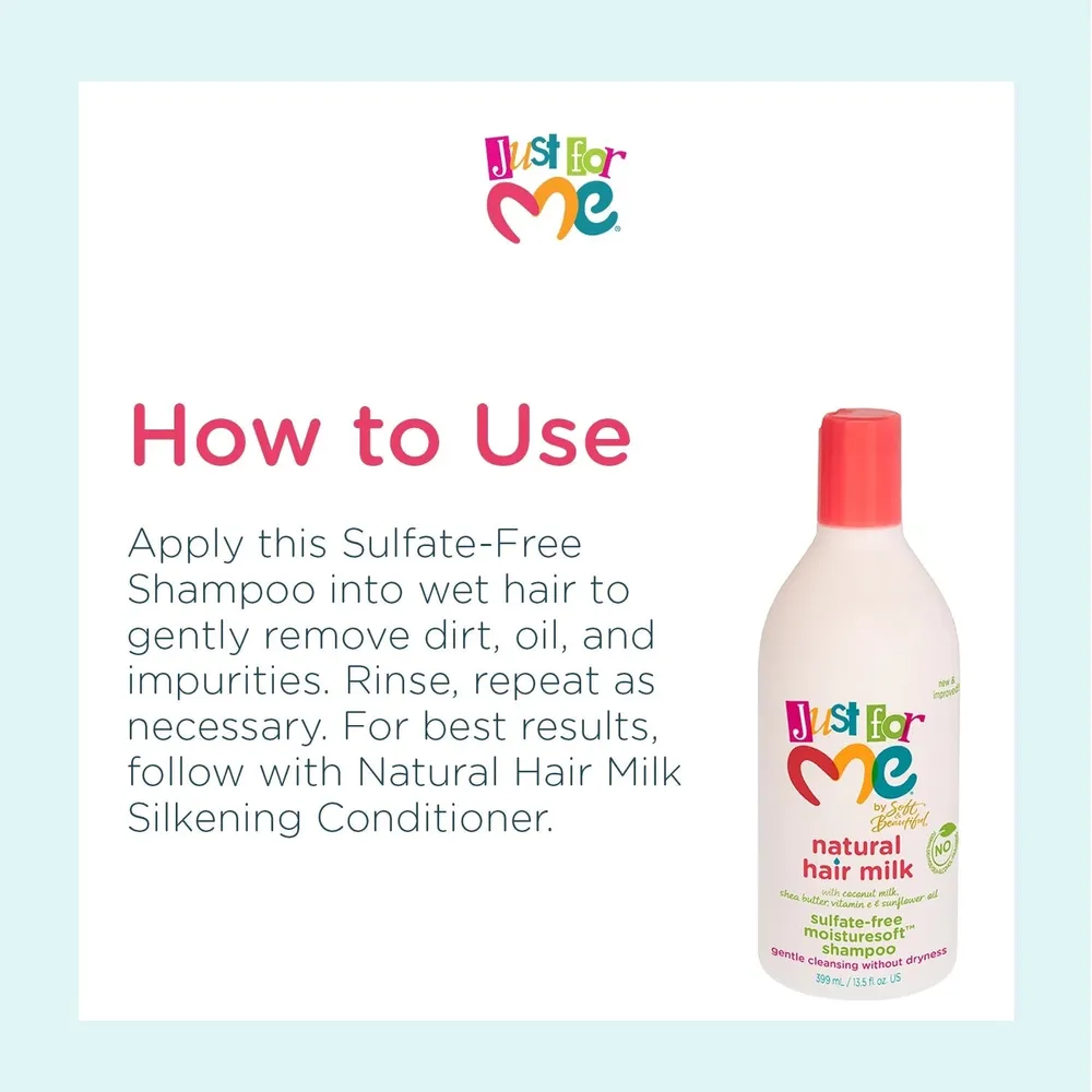 Just For Me Hair Milk Sulfate-Free Moisturizing Shampoo – 13.5 fl oz - Image 3
