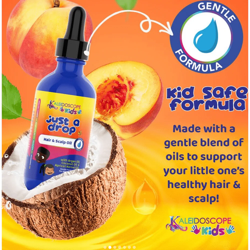 Kaleidoscope Kids Hair & Scalp Oil – Argan, Coconut, Apricot – 2oz - Image 2
