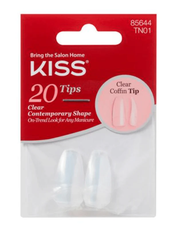 KISS 20 Tips Clear Coffin Nails โ TN01