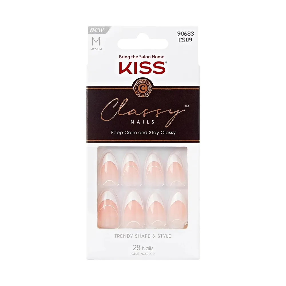 KISS Classy Press-On Nails – Short Oval, White - Includes Glue & Tools - Image 3