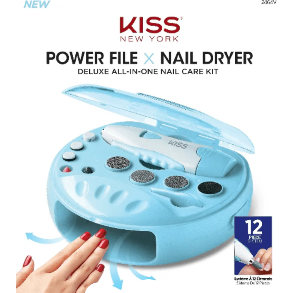 Red by Kiss Power File Nail Dryer - 12-Piece Electric Nail File and Nail Dryer System
