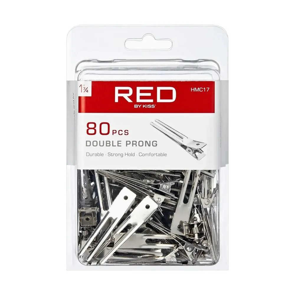 KISS RED 1¾″ Double Prong Clip – 80pcs