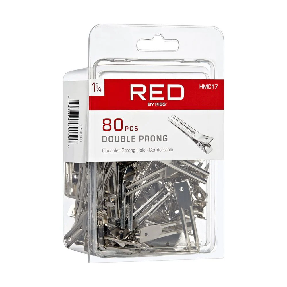 KISS RED 1¾″ Double Prong Clip – 80pcs - Image 2