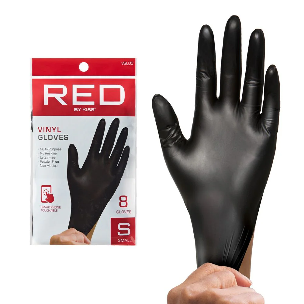 Kiss Red Black Vinyl Gloves - Image 6