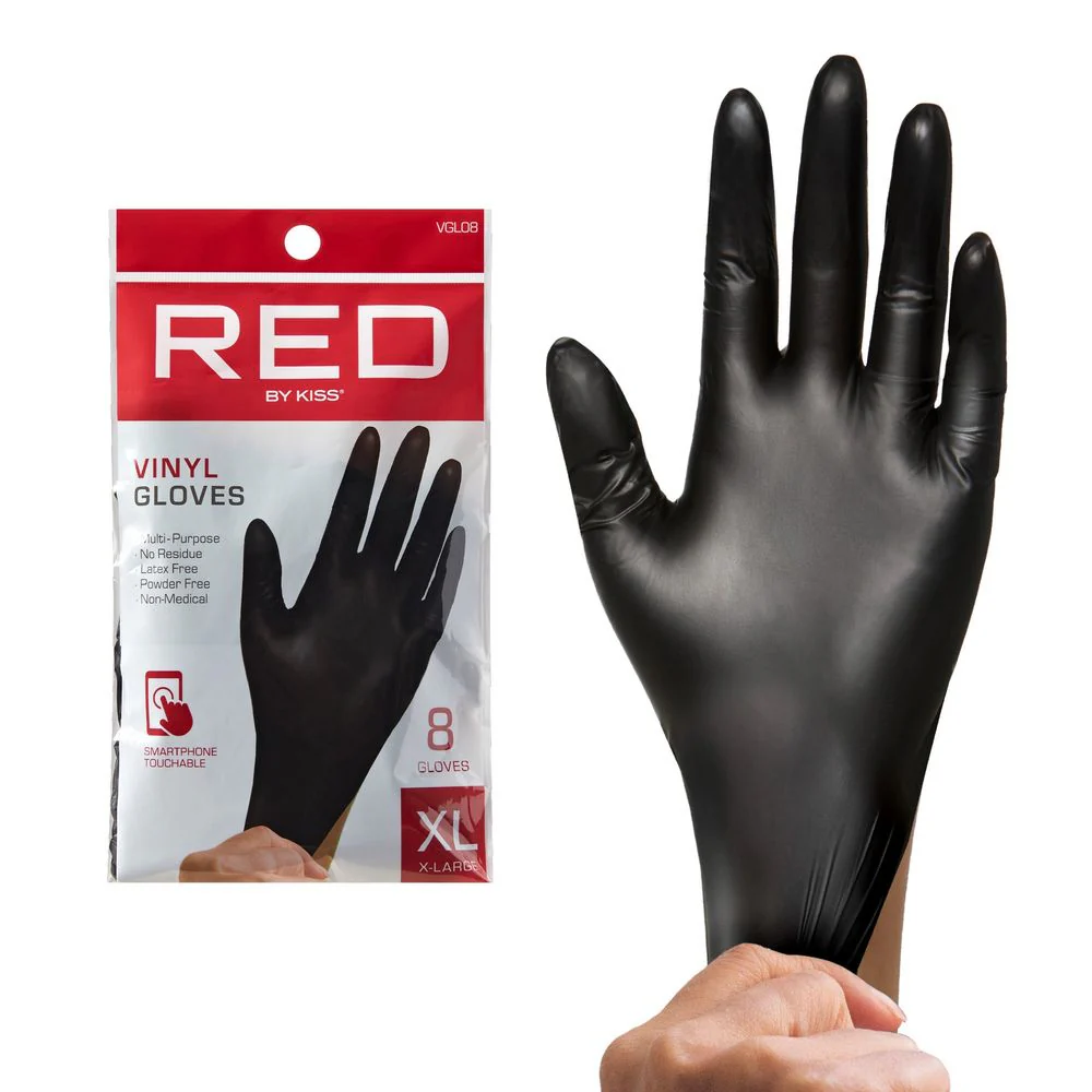 Kiss Red Black Vinyl Gloves - Image 9