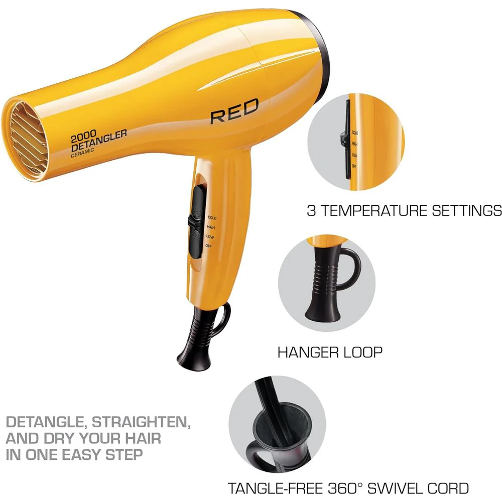 Red By Kiss Ceramic Detangler Hair Dryer - 2000W - Image 6