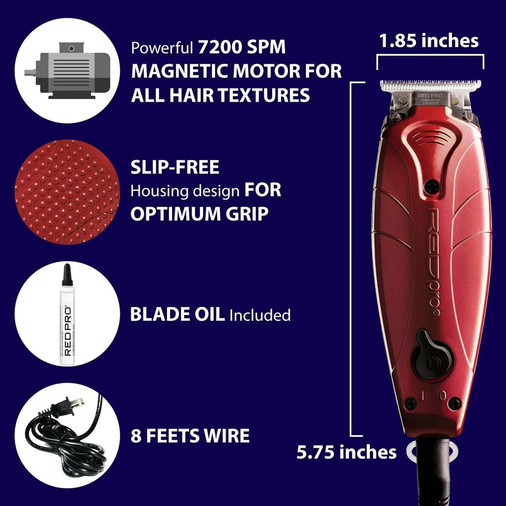 Kiss Red Pro Edgelining T-Shaper Hair Trimmer - Image 6