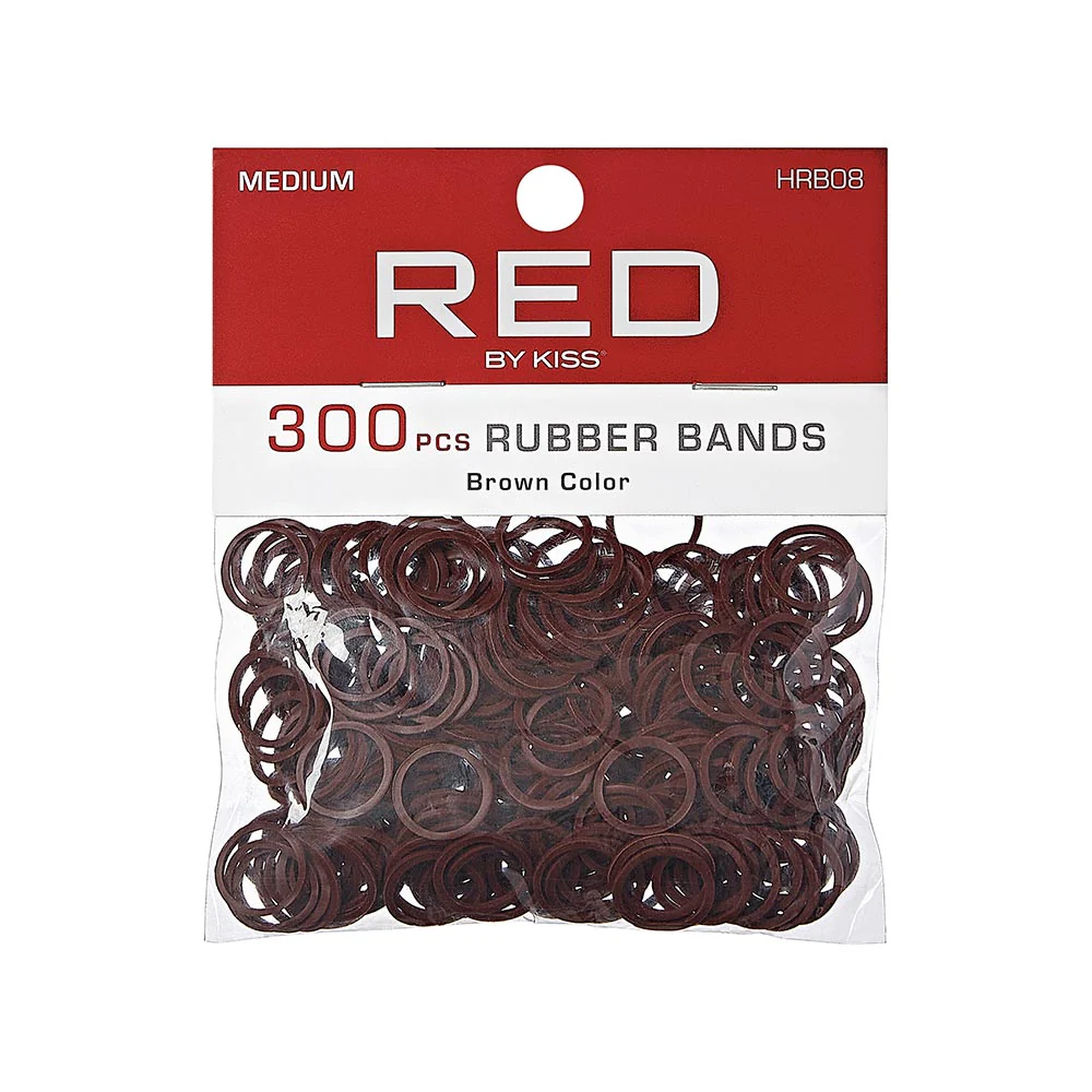 Red by Kiss 300 Rubber Bands β Brown, Medium 1/2"