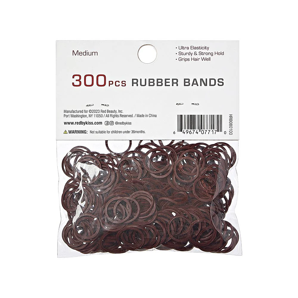 Red by Kiss 300 Rubber Bands β Brown, Medium 1/2" - Image 4