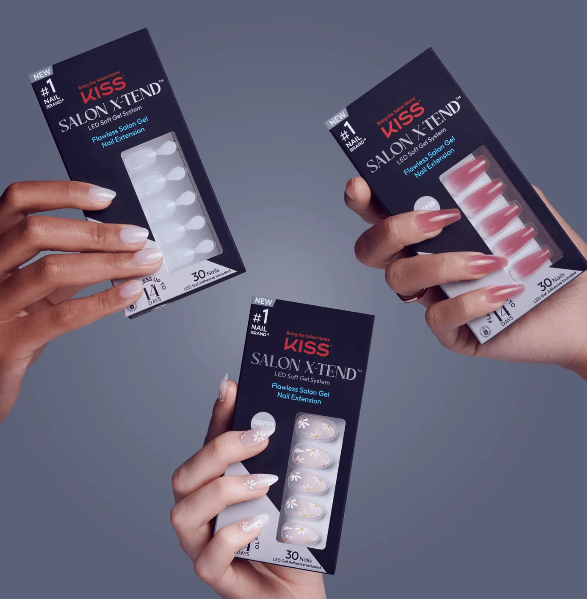 KISS Salon X-tend Press-On Nails – Styles 01 to 04