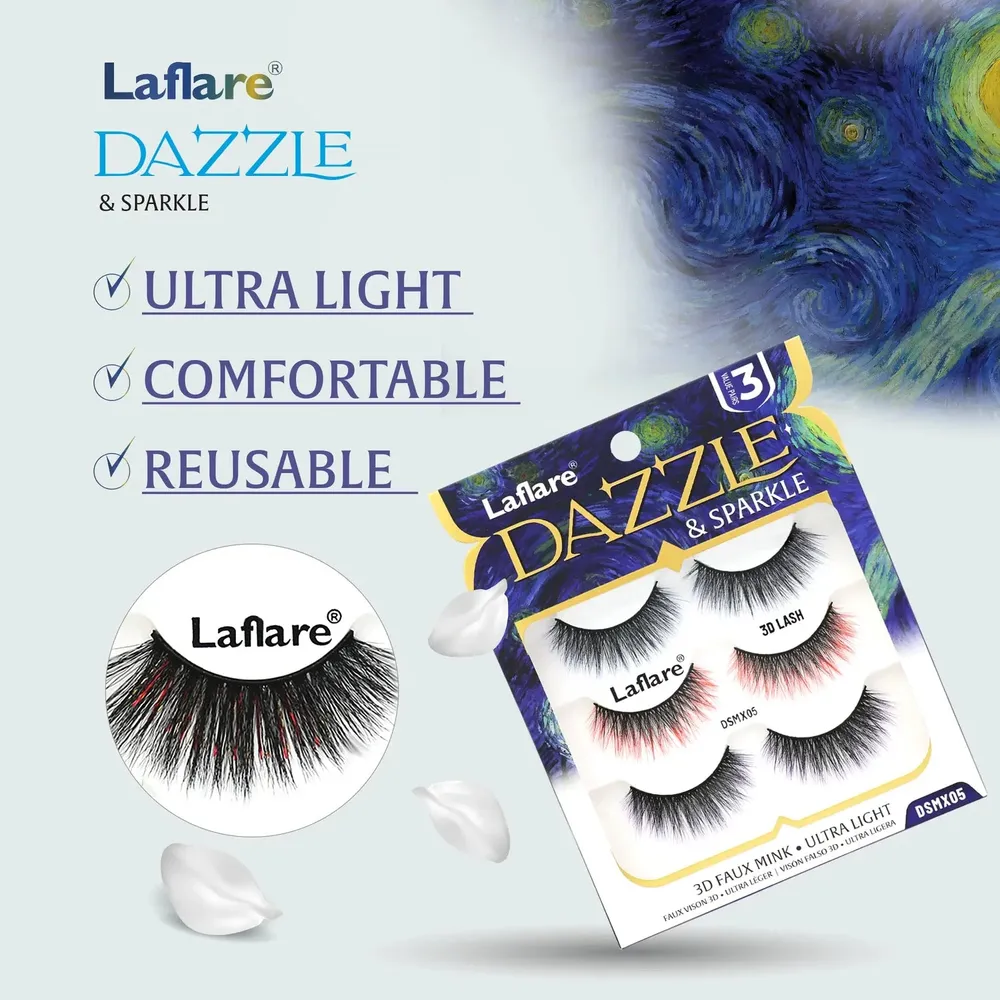 Laflare Dazzle & Sparkle β Colorful & Glitter Eyelashes - Image 3