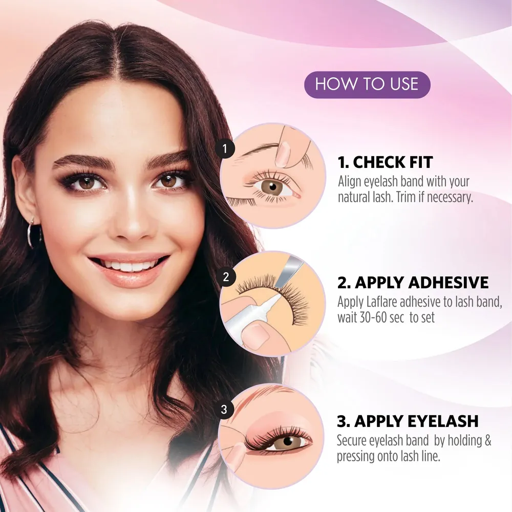 Laflare NEW 3D Silk Mink Lashes with Clear Band - Image 3