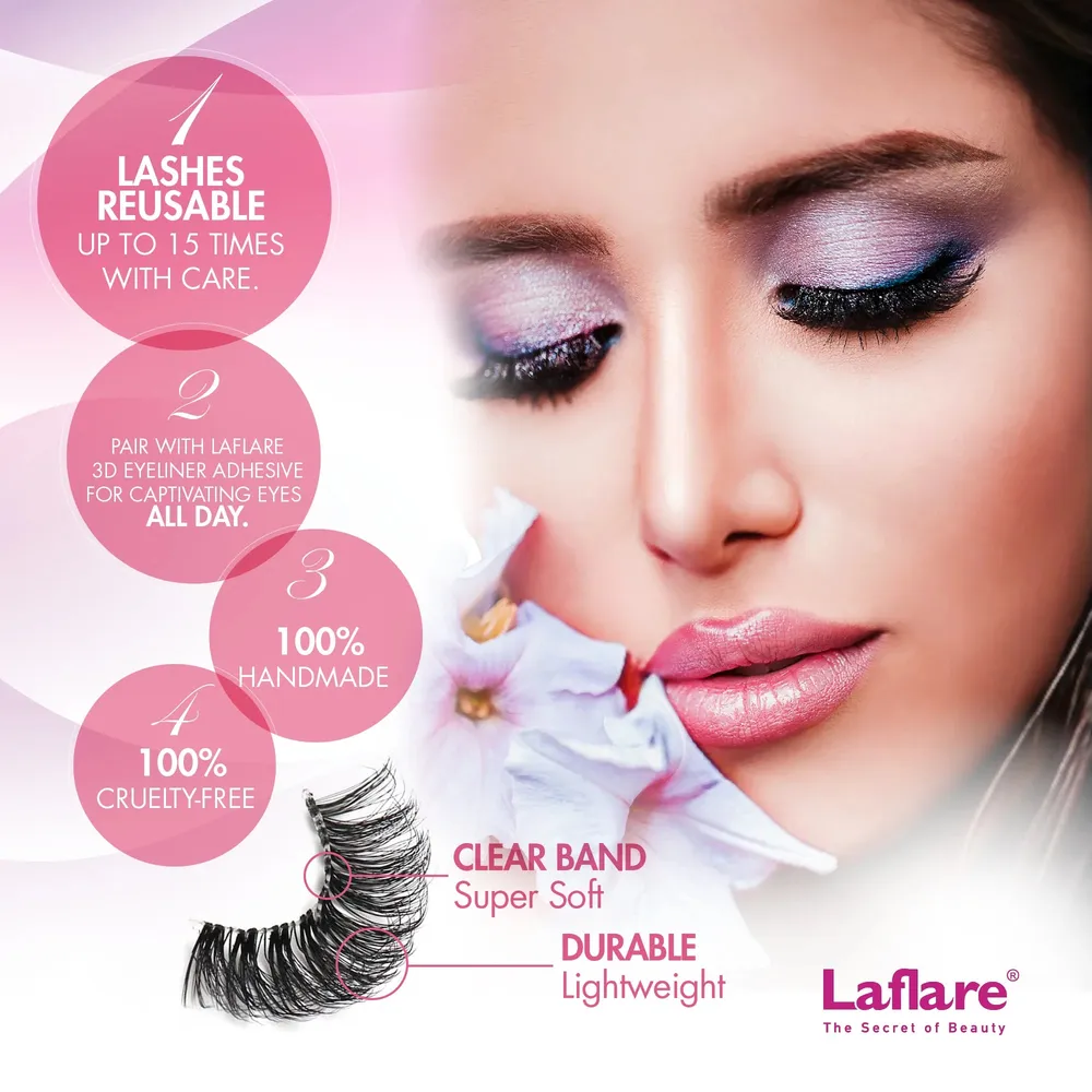 Laflare NEW 3D Silk Mink Lashes with Clear Band - Image 4