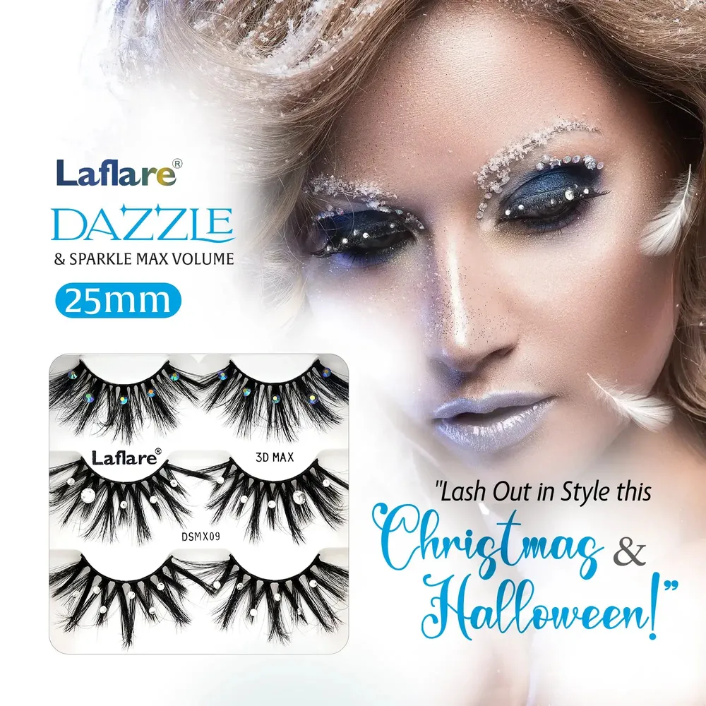 Laflare USA Dazzle & Sparkle Max Volume Rhinestone Lashes - 25mm - Image 2