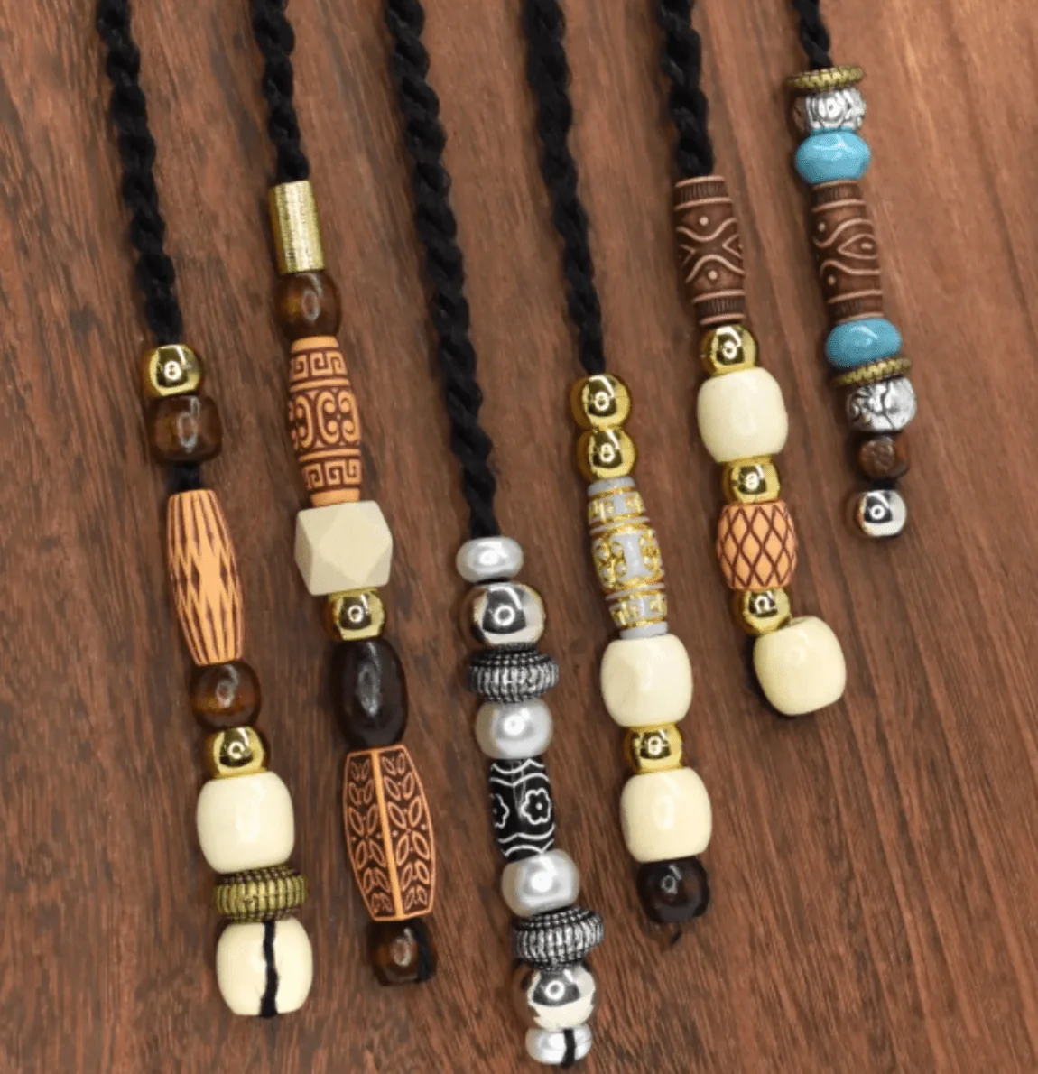 Magic Collection Wood Hair Beads Silver or Gold – 1 Pack - Image 3