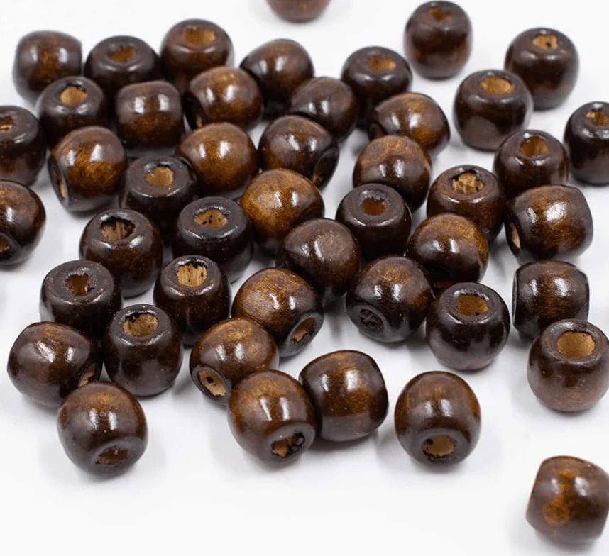 Magic Collection Wooden Hair Beads Dark Brown – 12MM - Image 3