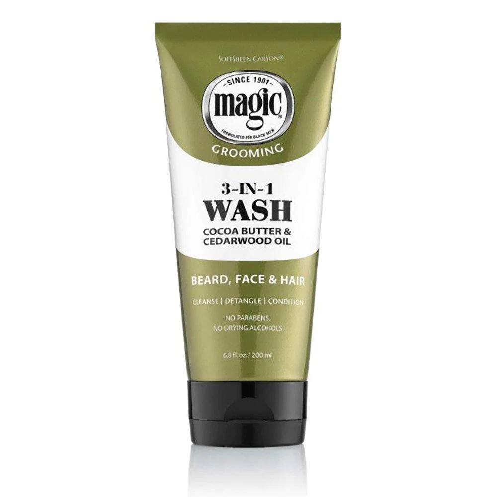 Magic Grooming 3-in-1 Wash – Cleanses Hair, Face & Beard in One Step 6.8 oz
