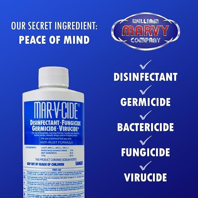 MAR-V-CIDE Disinfectant – Barber & Spa Tools -16 oz - Image 2