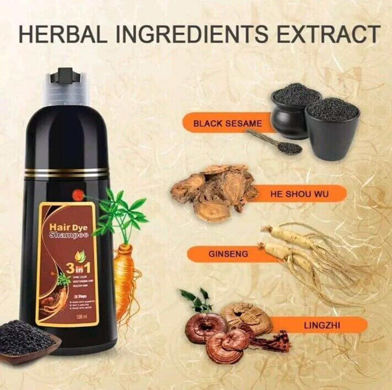Meidu Black Hair Color 3in1 Shampoo – 500ml - Image 6