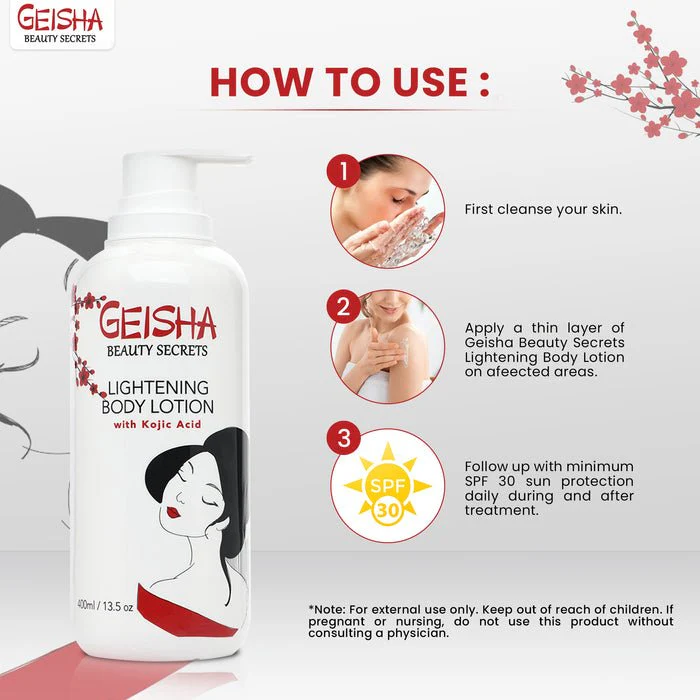 Geisha Beauty Secrets Kojic Acid Body Lotion - 13.5oz - Image 5