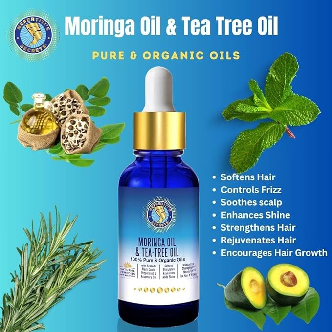 Nefertiti’s Secrets Natural Moringa and Tea Tree Oil - Hair, Scalp, and Skin - Image 3