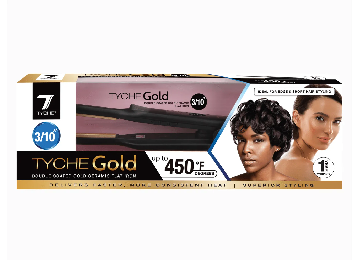 Nicka K Tyche Gold Ceramic Flat Iron – 3/10" - Image 2