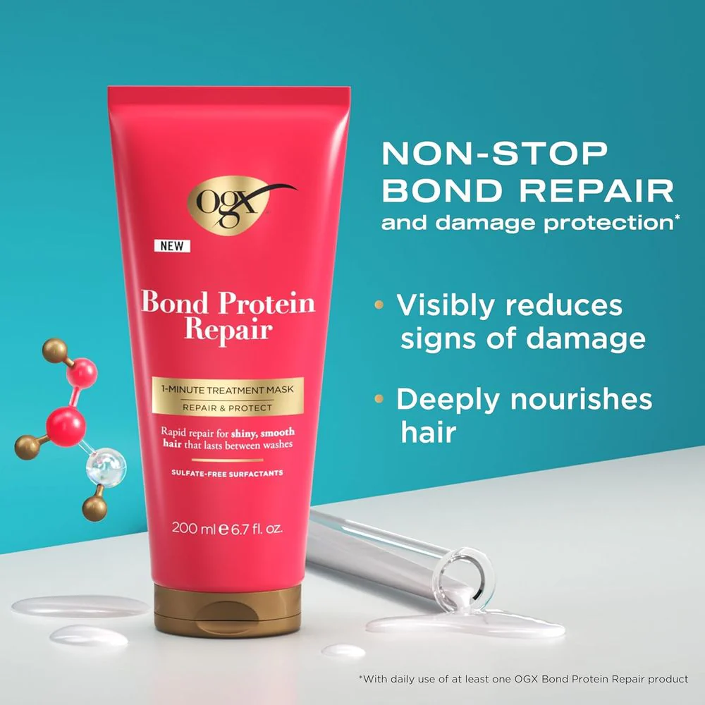 OGX Bond Protein Repair 1-Minute Treatment Hair Mask - 200 ml - Image 2