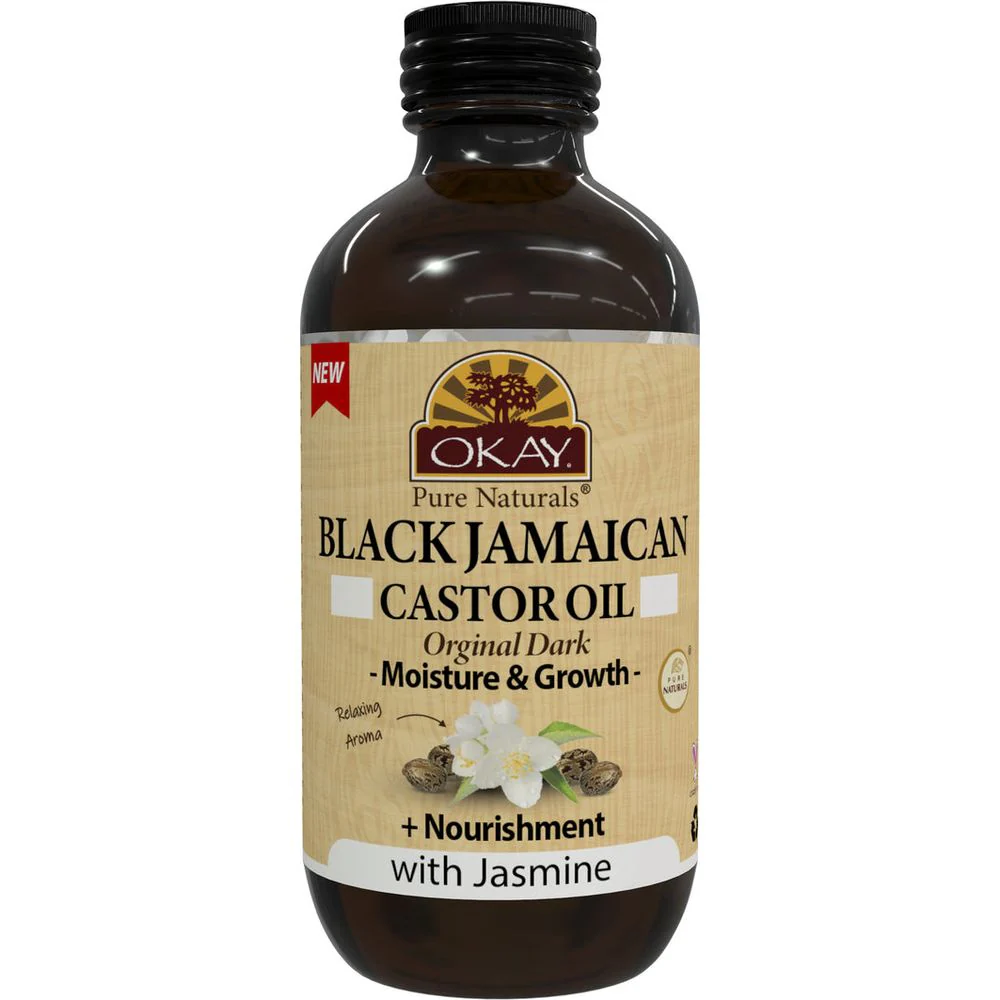 OKAY Pure Naturals BLACK JAMAICAN CASTOR OIL ORIGINAL DARK with JASMINE 4oz