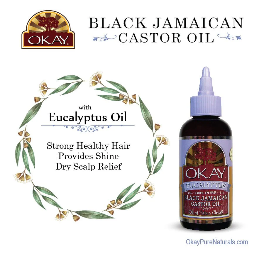 Okay Pure Naturals Black Jamaican Castor Oil with Eucalyptus 4 oz