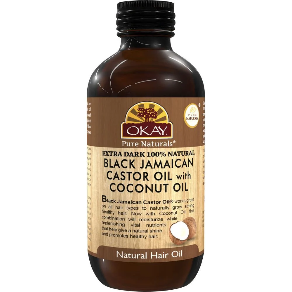 OKAY Pure Naturals Castor Oil - Xtra Dark Black Jamaican & Coconut 4oz