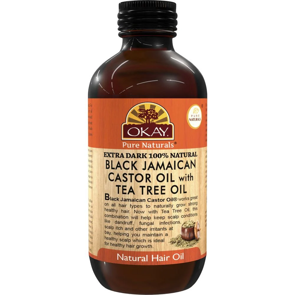 Okay Pure Naturals Xtra Dark Black Jamaican Castor Oil with Tea Tree Oil 4oz