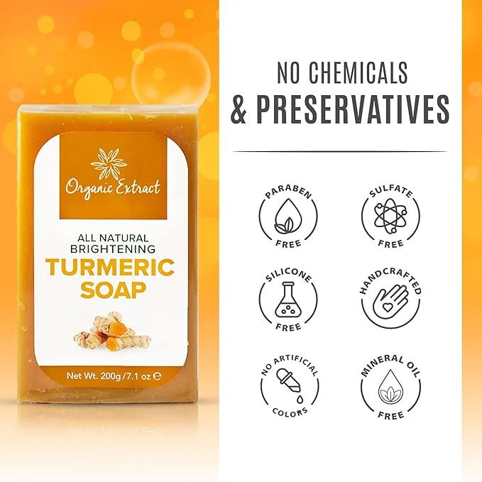 Organic Extract Tumeric Soap Bar - 200g - Image 6