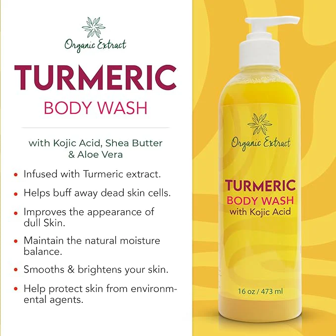 Organic Extract Kojic Turmeric Body Wash - 16oz - Image 5