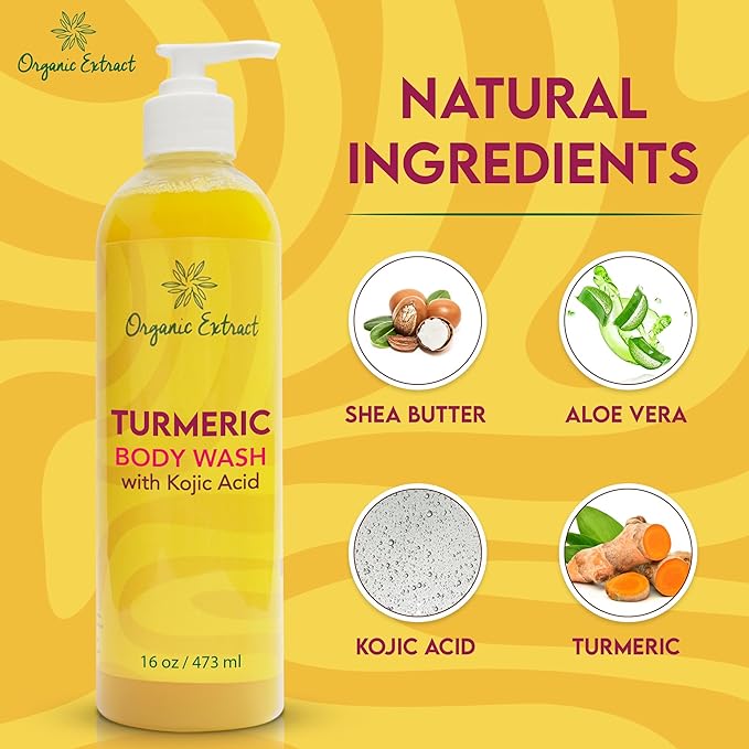 Organic Extract Kojic Turmeric Body Wash - 16oz - Image 6
